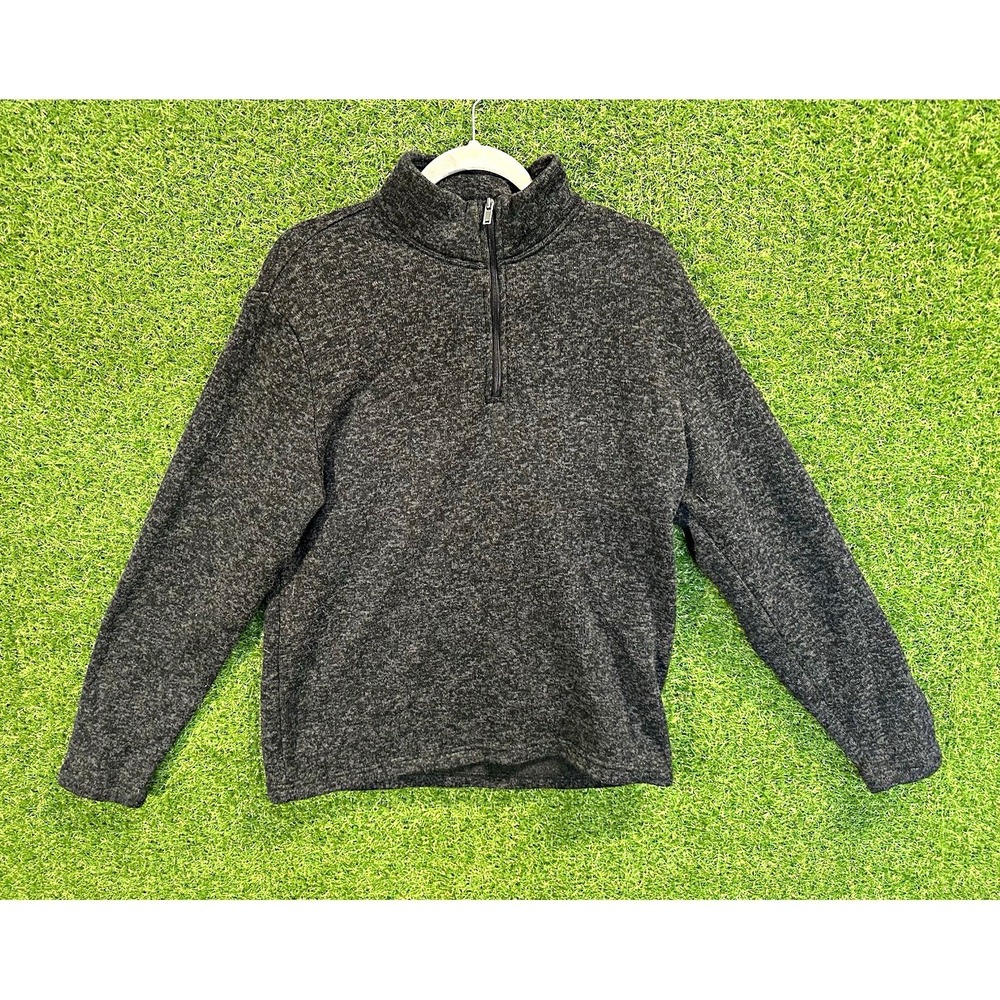 Old Navy Men's L Gray Solid Fleece Polyester Mock Neck 1/4 Zip Pullover Sweater